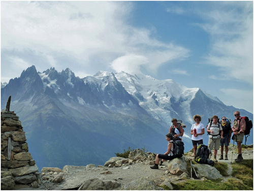 Blick vom Grand Balcon zum Mont Blanc